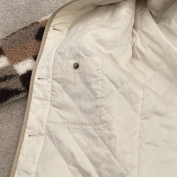 Wilfred Geometric Pattern Teddy Jacket in Cream and Brown - Picture 6 of 8